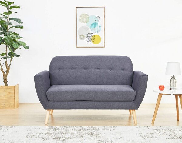 DecHome Divano 2 Posti Scandinavo in Tessuto Dimensioni 147x79x86 cm colore Grigio Scuro - Canberra