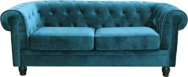 DecHome Divano 3 Posti Classico in Velluto Dimensioni 197x74x82 cm colore Blu