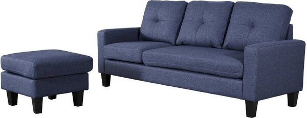 DecHome Divano 3 Posti Moderno con Penisola in Tessuto Dimensioni 195x130x88 cm colore Blu - Giulivo