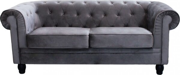 DecHome Divano 3 Posti Classico in Velluto Dimensioni 197x74x82 cm colore Grigio