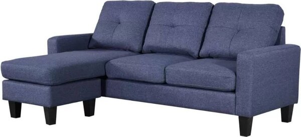 DecHome Divano 3 Posti Moderno con Penisola in Tessuto Dimensioni 195x130x88 cm colore Blu - Giulivo