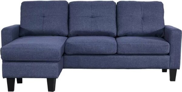 DecHome Divano 3 Posti Moderno con Penisola in Tessuto Dimensioni 195x130x88 cm colore Blu - Giulivo