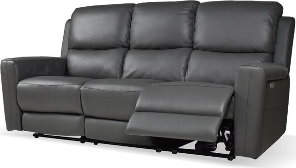 DecHome Divano 3 Posti Moderno in Pelle Dimensioni 211x77x103 cm colore Grigio Scuro - Claus