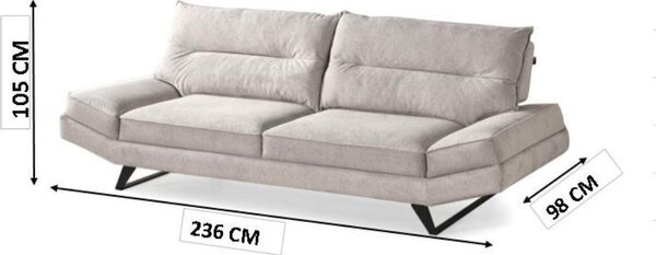 DecHome Divano 3 Posti Moderno in Microfibra Dimensioni 236x98x105 cm colore Tortora - Lena