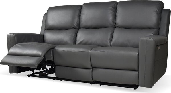 DecHome Divano 3 Posti Moderno in Pelle Dimensioni 211x77x103 cm colore Grigio Scuro - Claus