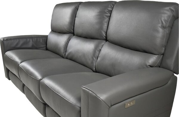 DecHome Divano 3 Posti Moderno in Pelle Dimensioni 211x77x103 cm colore Grigio Scuro - Claus