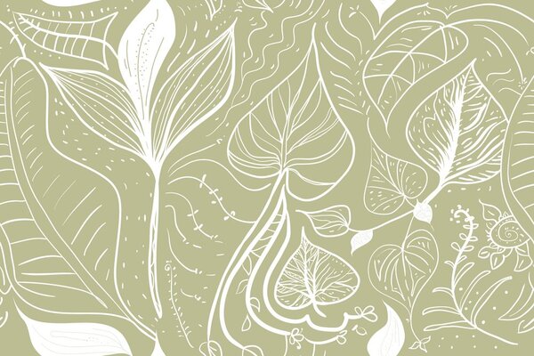Carta da parati – Foglie magiche in versione verde
