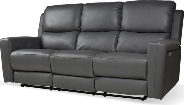 DecHome Divano 3 Posti Moderno in Pelle Dimensioni 211x77x103 cm colore Grigio Scuro - Claus