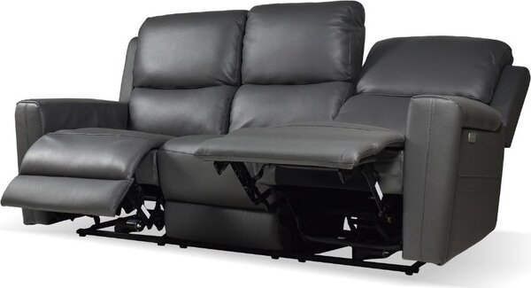 DecHome Divano 3 Posti Moderno in Pelle Dimensioni 211x77x103 cm colore Grigio Scuro - Claus