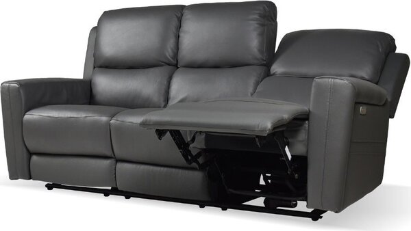 DecHome Divano 3 Posti Moderno in Pelle Dimensioni 211x77x103 cm colore Grigio Scuro - Claus