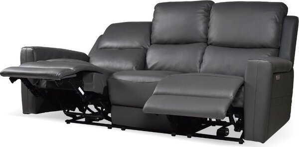 DecHome Divano 3 Posti Moderno in Pelle Dimensioni 211x77x103 cm colore Grigio Scuro - Claus