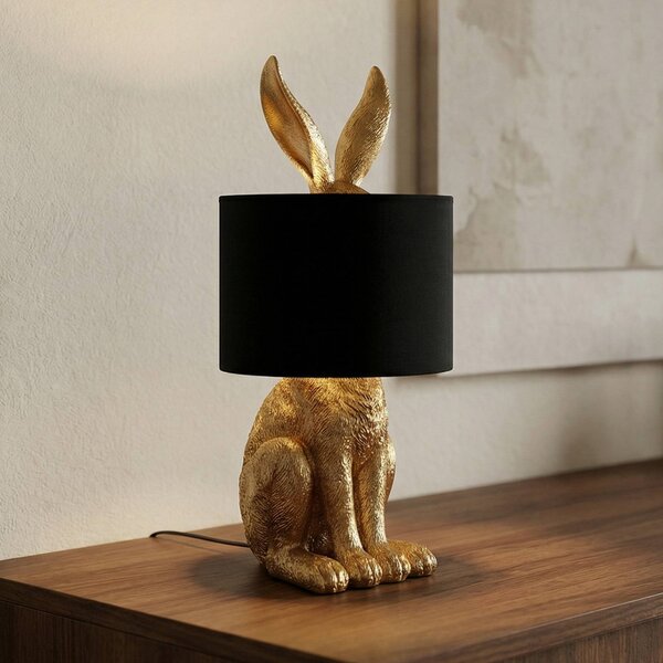 Lampada da tavolo Lorentina Lindby, Nero, Soggiorno / Sala da pranzo, Tessuto / Stoffa / Seta, Design, Lampada da tavolo