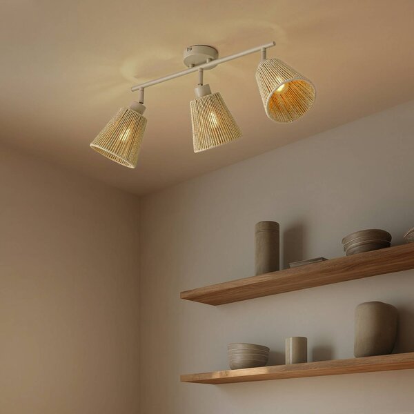 Plafoniera soffitto Anuva Lindby, dimmerabile, Crema / Ambra, Soggiorno / Sala da pranzo, Carta / Lunolit / Lunopal, Scandinavo, Plafoniera
