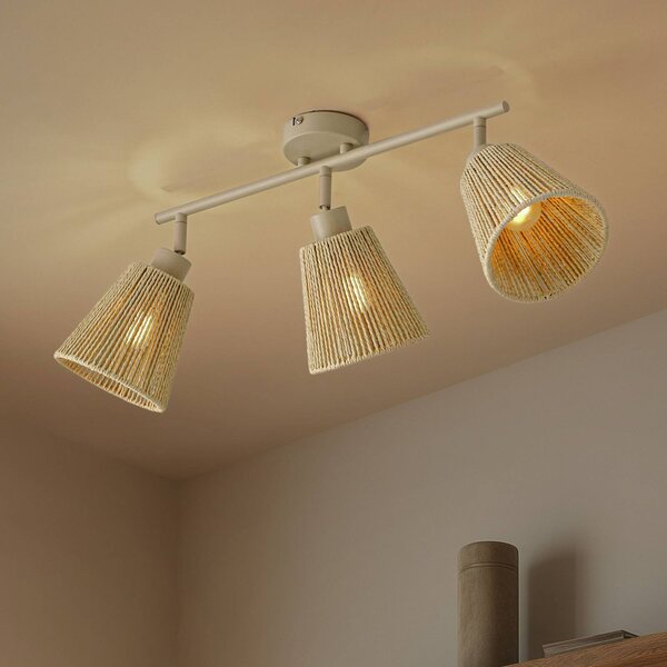 Plafoniera soffitto Anuva Lindby, dimmerabile, Crema / Ambra, Soggiorno / Sala da pranzo, Carta / Lunolit / Lunopal, Scandinavo, Plafoniera