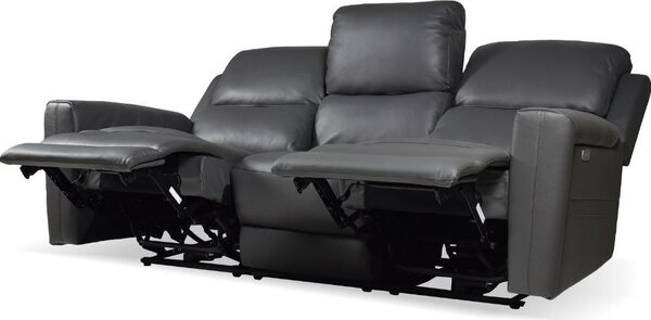DecHome Divano 3 Posti Moderno in Pelle Dimensioni 211x77x103 cm colore Grigio Scuro - Claus