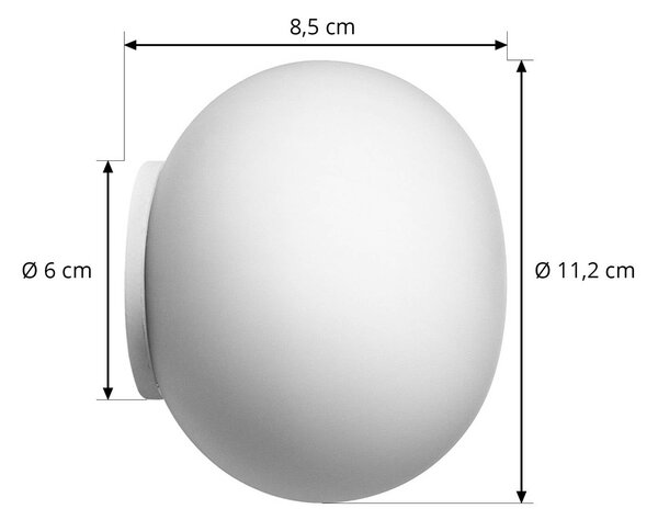 FLOS Applique da parete Mini Glo-Ball, dimmerabile, Bianco / Opale, Soggiorno / Sala da pranzo, Vetro, Design, Applique