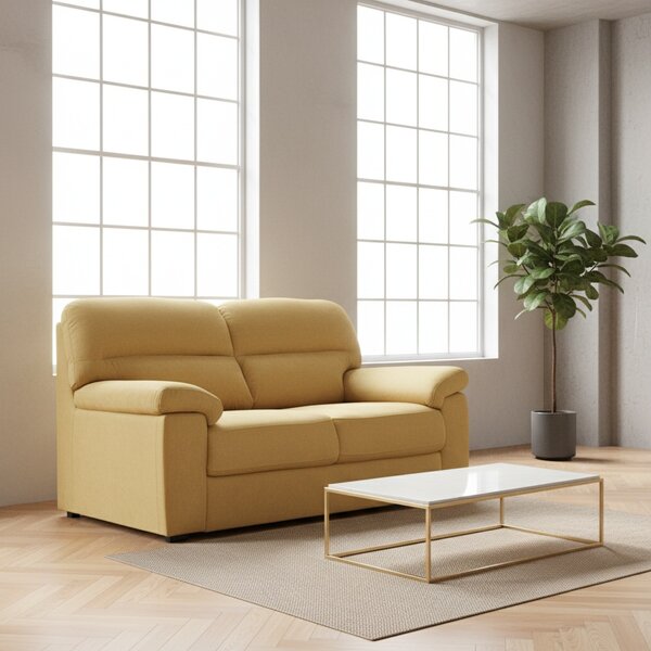 DecHome Divano 3 Posti Moderno in Tessuto Antimacchia Dimensioni 211x92x98 cm colore Giallo - Alenda