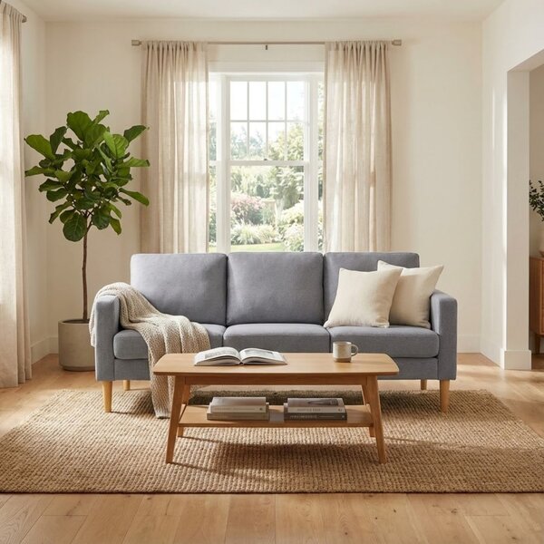 DecHome Divano 3 Posti Moderno in Tessuto Dimensioni 180x73x82 cm colore Grigio - Santa Fe