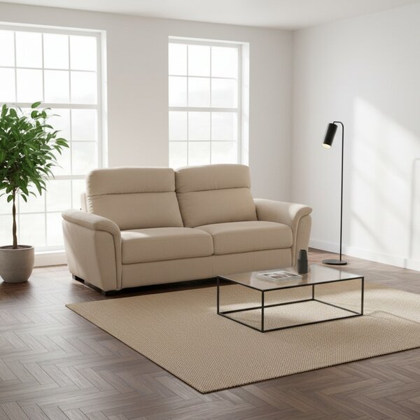 DecHome Divano 3 Posti Moderno in Tessuto Antimacchia Dimensioni 205x96x94 cm colore Tortora - Gonzaga