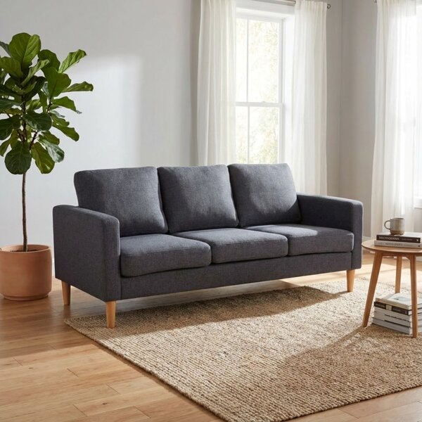 DecHome Divano 3 Posti Moderno in Tessuto Dimensioni 177x73x82 cm colore Grigio Scuro - Santa Fe
