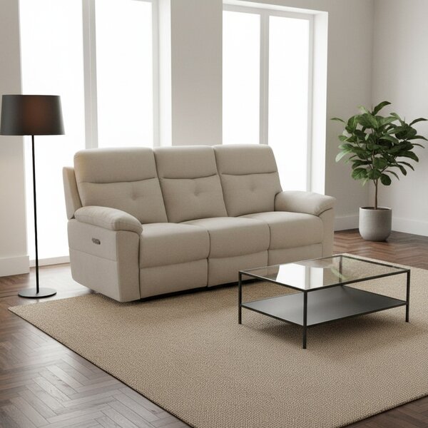DecHome Divano 3 Posti Moderno in Tessuto Dimensioni 191x96x100 cm colore Beige - Kayde