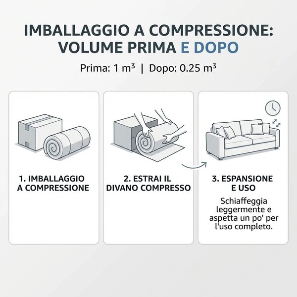 DecHome Divano 3 Posti Moderno in Tessuto Dimensioni 200x100x76 Cm colore Grigio Chiaro - Kelly