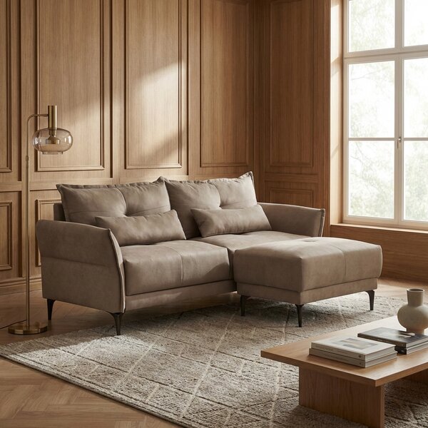 DecHome Divano 3 Posti Moderno in Tessuto Dimensioni 196x76x86 cm colore Beige - Nutmeg