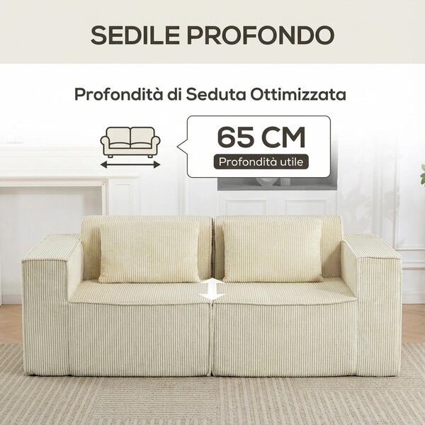 DecHome Divano 3 Posti Moderno in Velluto Dimensioni 202x90x76 cm colore Beige