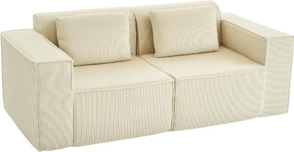 DecHome Divano 3 Posti Moderno in Velluto Dimensioni 202x90x76 cm colore Beige