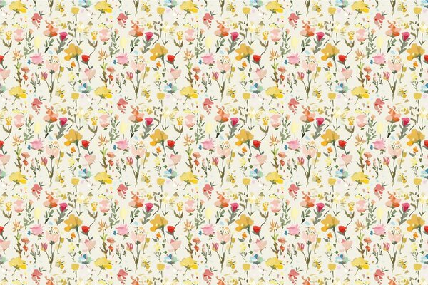 Carta da parati – Fiori gialli con tocco vintage