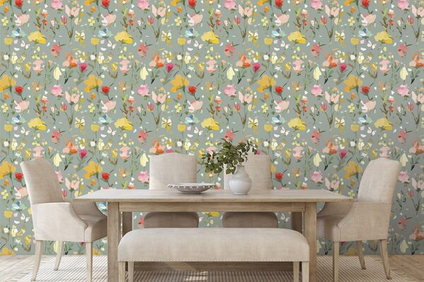 Carta da parati – Fiori dipinti astratti