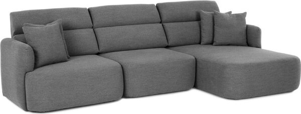 DecHome Divano Angolare 3 Posti Moderno con Penisola in Tessuto Dimensioni 307x164x92 cm colore Grigio scuro