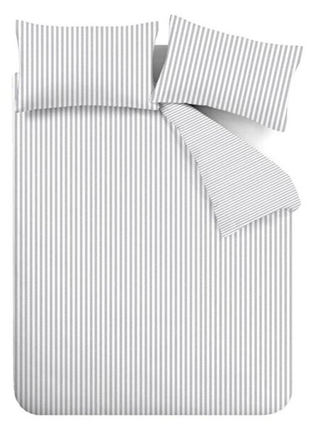 Set copripiumino e federa grigio in flanella per letto singolo 135x200 cm Stripe – Catherine Lansfield