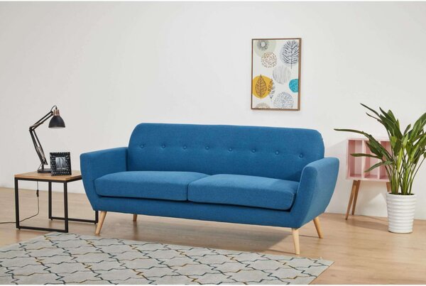 DecHome Divano 3 Posti Scandinavo in Tessuto Dimensioni 193x79x86 cm colore Blu - Canberra