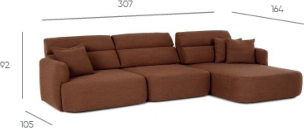 DecHome Divano Angolare 3 Posti Moderno con Penisola in Tessuto Dimensioni 307x164x92 cm colore Grigio scuro