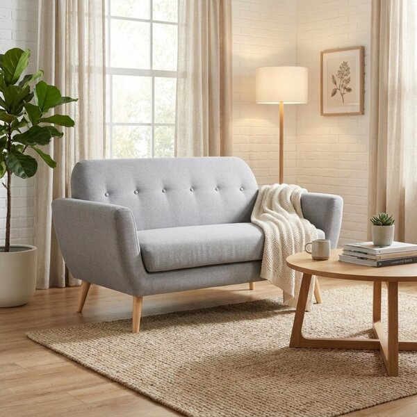 DecHome Divano 3 Posti Scandinavo in Tessuto Dimensioni 193x79x86 cm colore Grigio Chiaro - Canberra