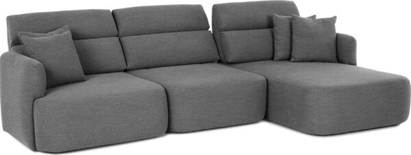DecHome Divano Angolare 3 Posti Moderno con Penisola in Tessuto Dimensioni 307x164x92 cm colore Grigio scuro