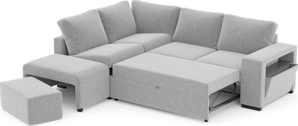 DecHome Divano Angolare 4 Posti Moderno con Penisola Letto Estraibile in Tessuto Dimensioni 248.5x209x90.5 cm colore Grigio - Jozzis