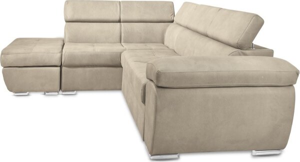 DecHome Divano Angolare 4 Posti Moderno con Penisola Letto Estraibile in Tessuto Dimensioni 264x91x220 cm colore Cappuccino - Fiona