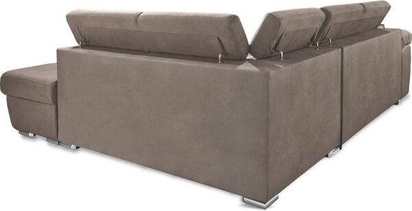 DecHome Divano Angolare 4 Posti Moderno con Penisola Letto Estraibile in Tessuto Dimensioni 260x200x91 cm colore Grigio - Fiona
