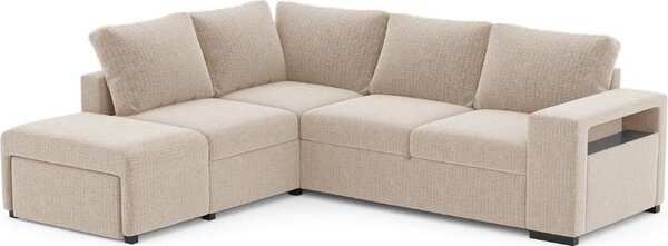 DecHome Divano Angolare 4 Posti Moderno con Penisola Letto Estraibile in Tessuto Dimensioni 248.5x209x90.5 cm colore Sabbia - Jozzis