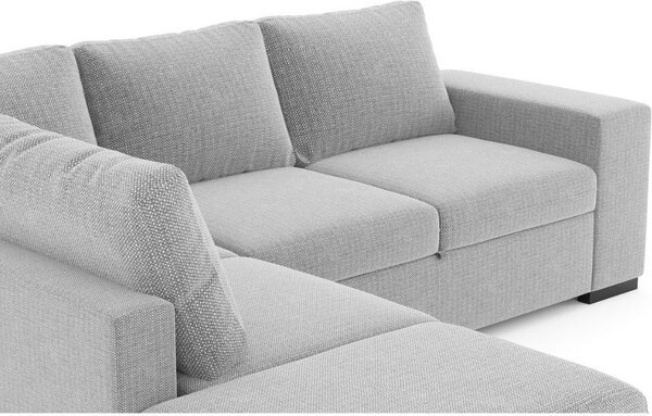DecHome Divano Angolare 4 Posti Moderno con Penisola Letto Estraibile in Tessuto Dimensioni 248.5x209x90.5 cm colore Grigio - Jozzis