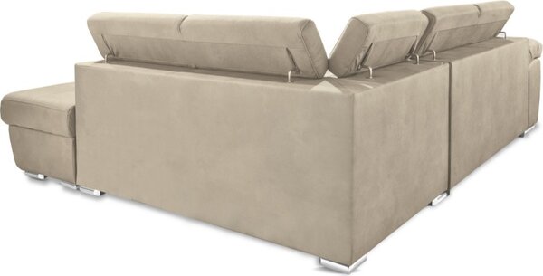 DecHome Divano Angolare 4 Posti Moderno con Penisola Letto Estraibile in Tessuto Dimensioni 264x91x220 cm colore Cappuccino - Fiona