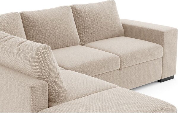 DecHome Divano Angolare 4 Posti Moderno con Penisola Letto Estraibile in Tessuto Dimensioni 248.5x209x90.5 cm colore Sabbia - Jozzis