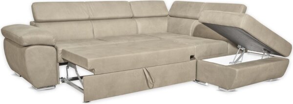 DecHome Divano Angolare 4 Posti Moderno con Penisola Letto Estraibile in Tessuto Dimensioni 264x91x220 cm colore Cappuccino - Fiona