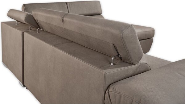 DecHome Divano Angolare 4 Posti Moderno con Penisola Letto Estraibile in Tessuto Dimensioni 260x200x91 cm colore Grigio - Fiona