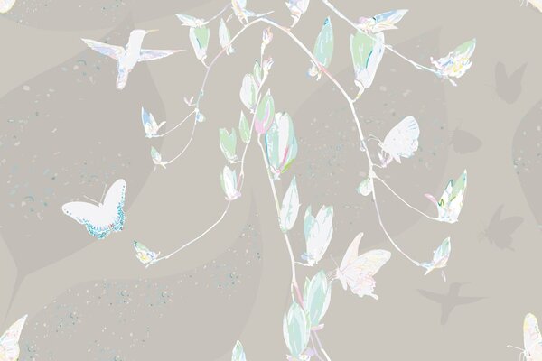Carta da parati – Bellissime farfalle su sfondo grigio