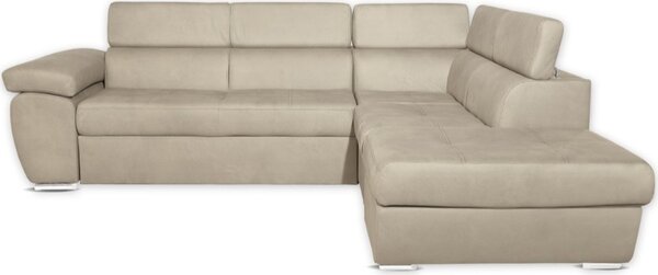 DecHome Divano Angolare 4 Posti Moderno con Penisola Letto Estraibile in Tessuto Dimensioni 264x91x220 cm colore Cappuccino - Fiona