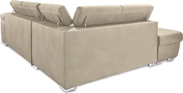DecHome Divano Angolare 4 Posti Moderno con Penisola Letto Estraibile in Tessuto Dimensioni 264x91x220 cm colore Cappuccino - Fiona