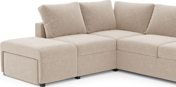 DecHome Divano Angolare 4 Posti Moderno con Penisola Letto Estraibile in Tessuto Dimensioni 248.5x209x90.5 cm colore Sabbia - Jozzis